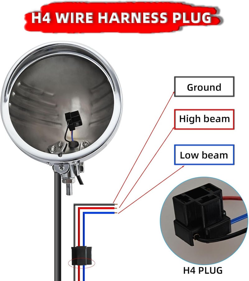 FATECIM Motorcycle 5.75" Round Headlight Bucket Housing with Visor 5 3/4 Inch LED Headlamp Shell Cover Heavy Duty Universal for Harley Kawasaki Honda Yamaha Suzuki Chopper Cafe Racer Bobber Chrome - Image 3